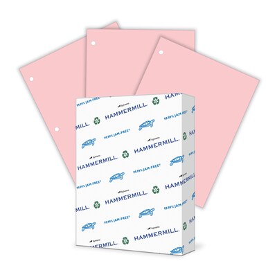 Hammermill Colors 3-Hole Punched Multipurpose Paper , 20 lbs., 8.5 x 11, Pink, 500 Sheets/Ream (10