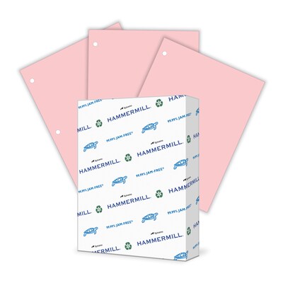 Hammermill Colors 3-Hole Punched Multipurpose Paper , 20 lbs., 8.5 x 11, Pink, 500 Sheets/Ream (102962)