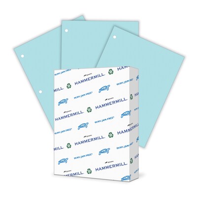 Hammermill Colors 3-Hole Punched Multipurpose Paper, 20 lbs., 8.5 x 11, Blue, 500 Sheets/Ream (102