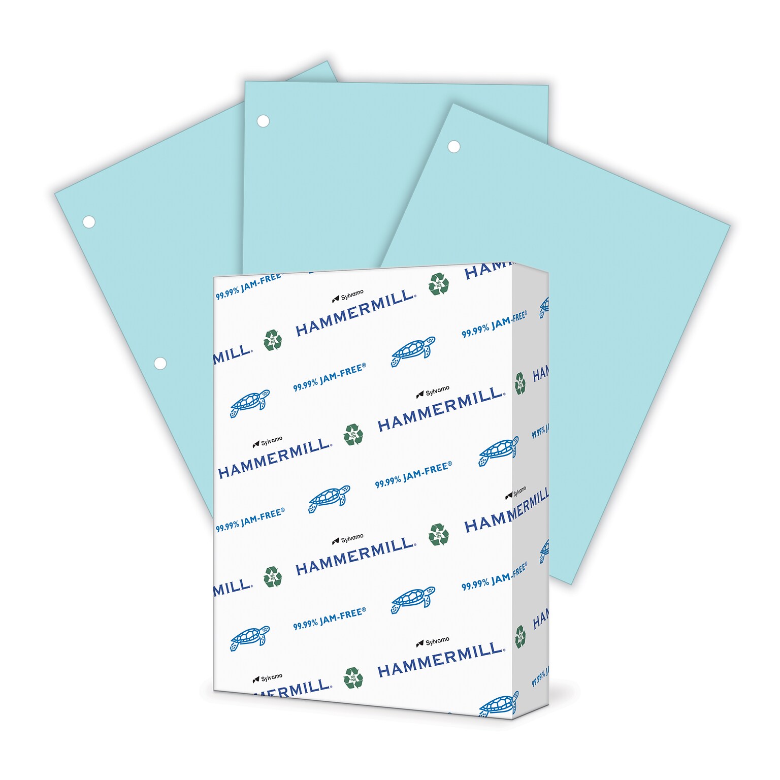 Hammermill Colors 3-Hole Punched Multipurpose Paper, 20 lbs., 8.5 x 11, Blue, 500 Sheets/Ream (102905)