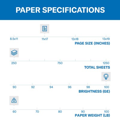 Hammermill Premium 11" x 17" Color Copy Paper, 60 lbs., 100 Brightness, 250 Sheets/Pack (122556)