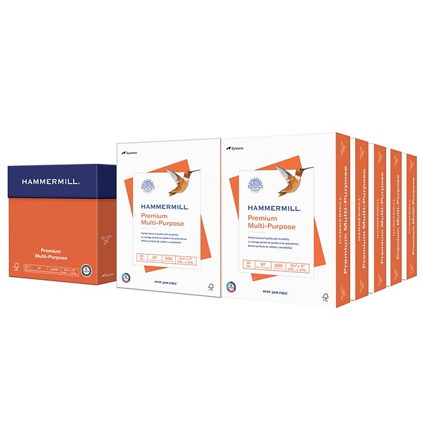 Hammermill Premium 8.5 x 11 Multipurpose Paper, 20 lbs., 97 Brightness, 5000 Sheets/Carton (106310)