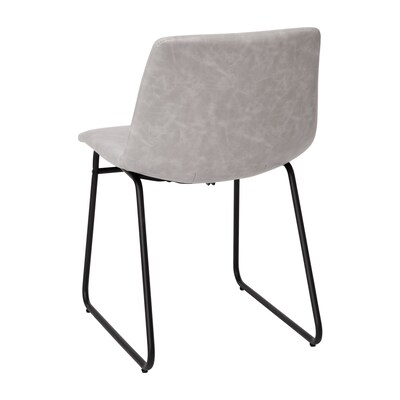 Flash Furniture Midcentury LeatherSoft Dining Chair, Light Gray LeatherSoft/Black Frame, Set of 2 (ETER1834518LGBK)