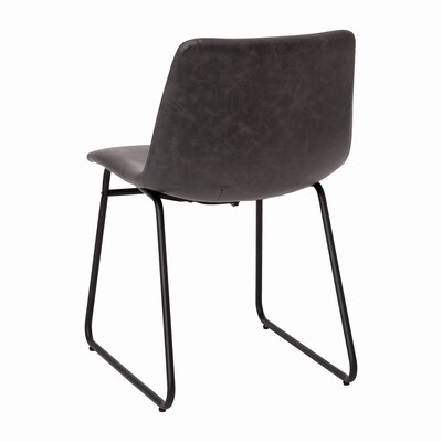 Flash Furniture Midcentury LeatherSoft Dining Chair, Gray LeatherSoft/Black Frame, Set of 2 (ETER1834518GYBK)