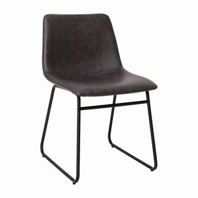 Flash Furniture Midcentury LeatherSoft Dining Chair, Gray LeatherSoft/Black Frame, Set of 2 (ETER1834518GYBK)