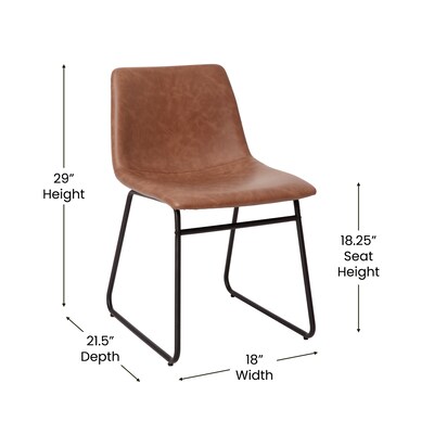 Flash Furniture Midcentury LeatherSoft Dining Chair, Light Brown LeatherSoft/Black Frame, Set of 2 (ETER1834518LBBK)
