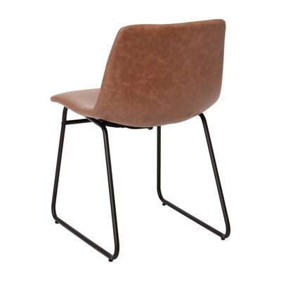 Flash Furniture Midcentury LeatherSoft Dining Chair, Light Brown LeatherSoft/Black Frame, Set of 2 (ETER1834518LBBK)