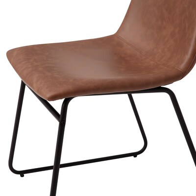 Flash Furniture Midcentury LeatherSoft Dining Chair, Light Brown LeatherSoft/Black Frame, Set of 2 (ETER1834518LBBK)