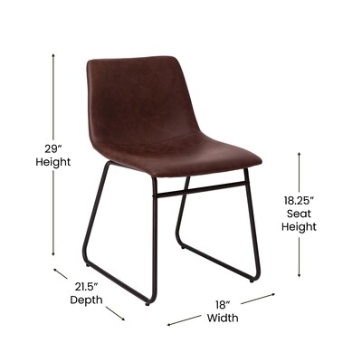 Flash Furniture Midcentury LeatherSoft Dining Chair, Dark Brown LeatherSoft/Black Frame, Set of 2 (ETER1834518DBBK)