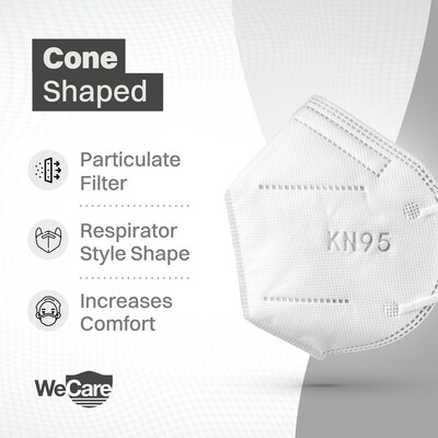 WeCare Disposable KN95 Face Mask, Adult, White, 20 Masks/Box, 50 Boxes/Pack (TBN202737)