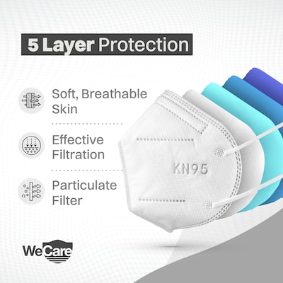 WeCare Disposable KN95 Face Mask, Adult, White, 20 Masks/Box, 50 Boxes/Pack (TBN202737)