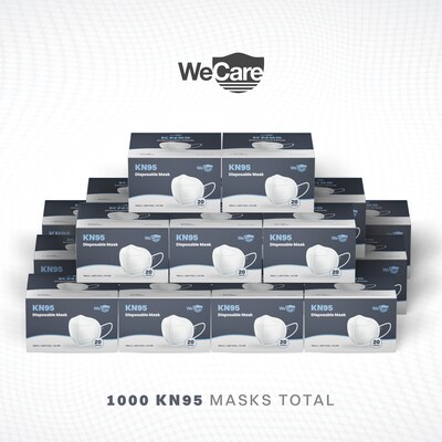 WeCare Disposable KN95 Face Mask, Adult, White, 20 Masks/Box, 50 Boxes/Pack (TBN202737)