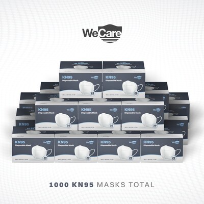 WeCare Disposable KN95 Face Mask, Adult, White, 20 Masks/Box, 50 Boxes/Pack (TBN202737)