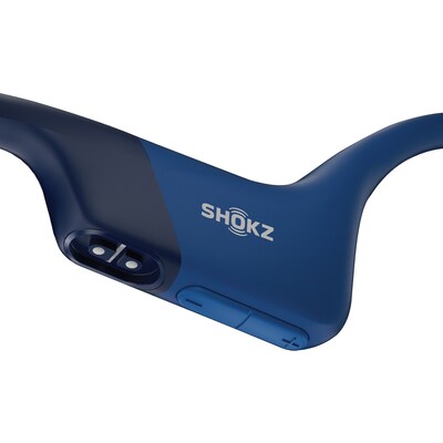 Shokz OpenRun Bone-Conduction Open-Ear Sport Headphones with Microphones,Blue (S803-ST-BL-US)