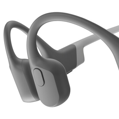 Shokz OpenRun Bone-Conduction Open-Ear Sport Headphones with Microphones, Gray (S803-ST-GY-US)