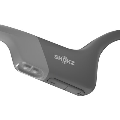 Shokz OpenRun Bone-Conduction Open-Ear Sport Headphones with Microphones, Gray (S803-ST-GY-US)