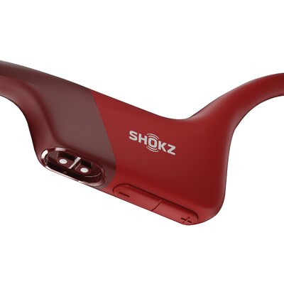 Shokz OpenRun Bone-Conduction Open-Ear Sport Headphones with Microphones, Red (S803-ST-RD-US)