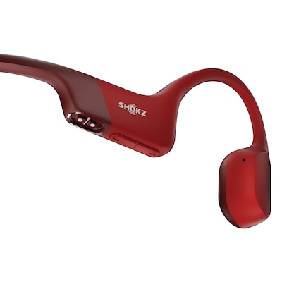 Shokz OpenRun Bone-Conduction Open-Ear Sport Headphones with Microphones, Red (S803-ST-RD-US)