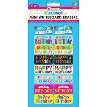 Ashley Productions® Mini Whiteboard Erasers, Happy Birthday, 2 x 1 x 0.75, Pack of 16 (ASH78016)