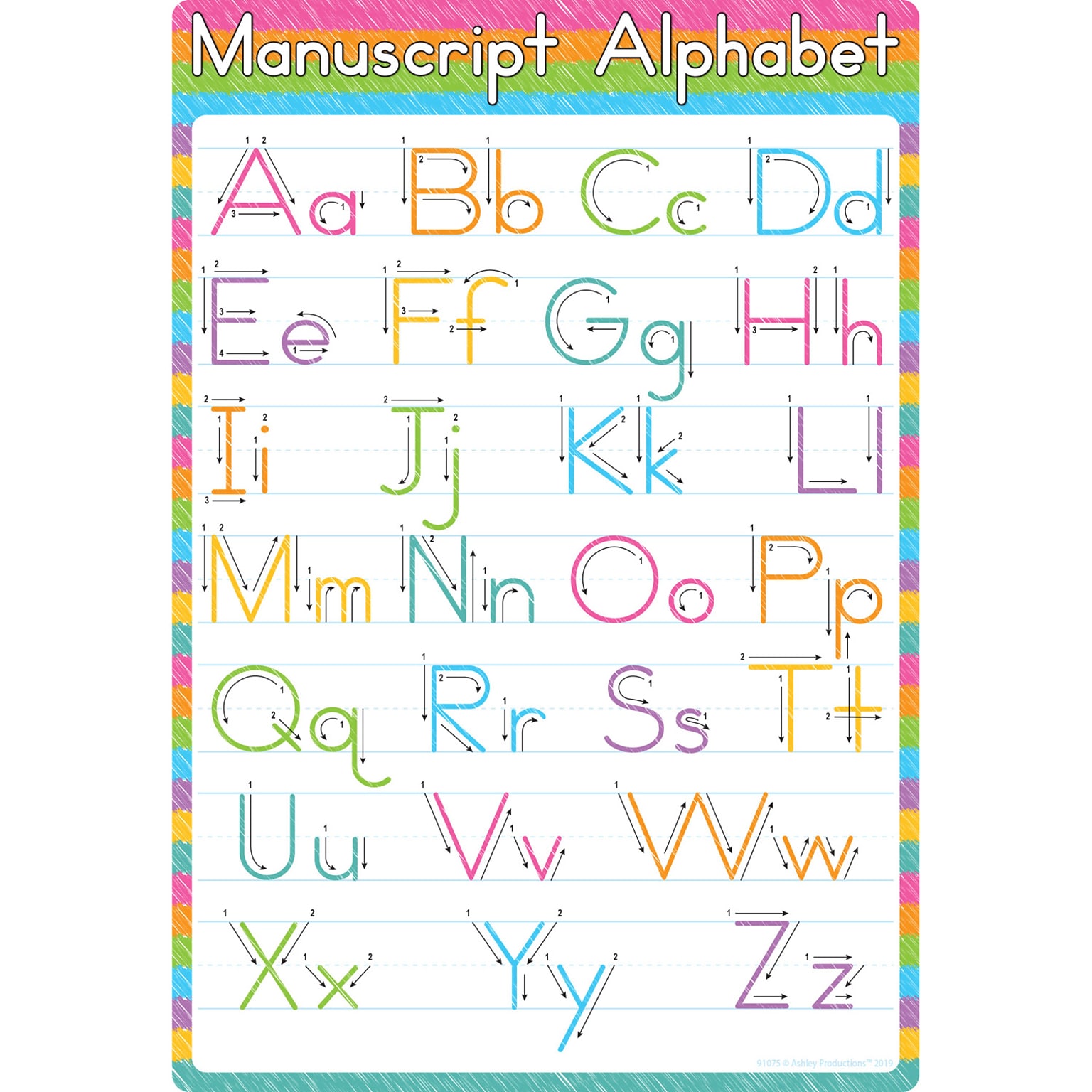 Ashley Productions® Smart Poly® Chart Manuscript Alphabet, 13 x 19 (ASH91075)