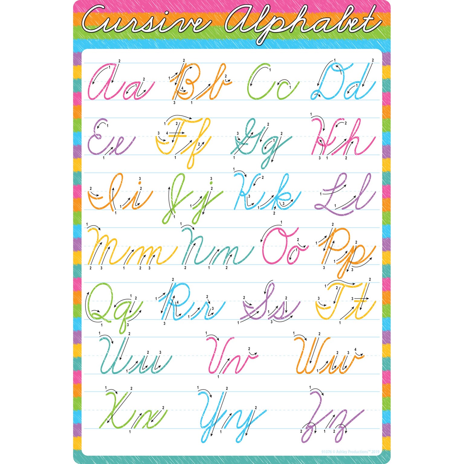 Ashley Productions® Smart Poly® Chart Cursive Alphabet, 13 x 19 (ASH91076)