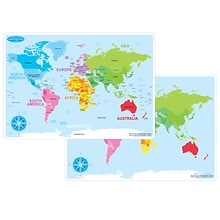 Ashley Productions Smart Poly 12 x 17 World Basic Map Learning Mat, Double-Sided (ASH95002)