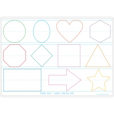 Ashley Productions® Smart Poly™ Learning Mat Prewriting & Shape Tracing, Double-Sided, 12 x 17 (AS