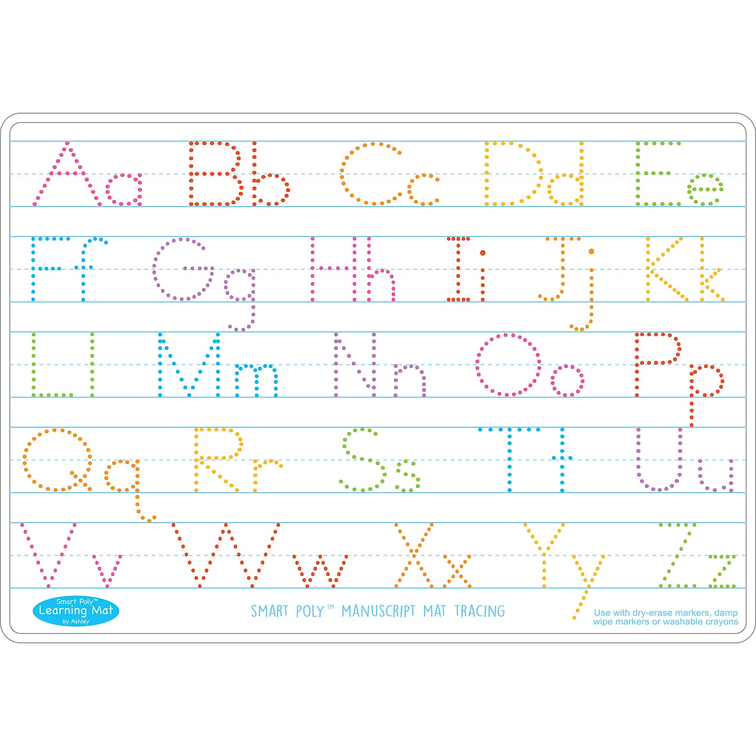 Ashley Productions® Smart Poly™ Learning Mat Manuscript Tracing, Double-Sided, 12 x 17 (ASH95012)