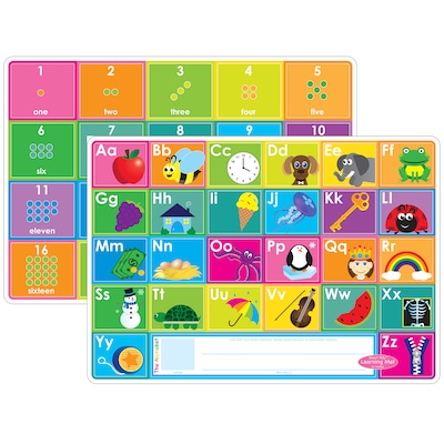 Ashley Productions Smart Poly 12 x 17 Double-Sided, ABC & Numbers 1-20 Learning Mat, Double-Sided
