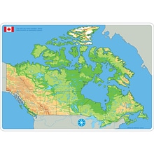 Ashley Productions Smart Poly 12 x 17 Physical Canada Map Learning Mat, Double-Sided (ASH95024)