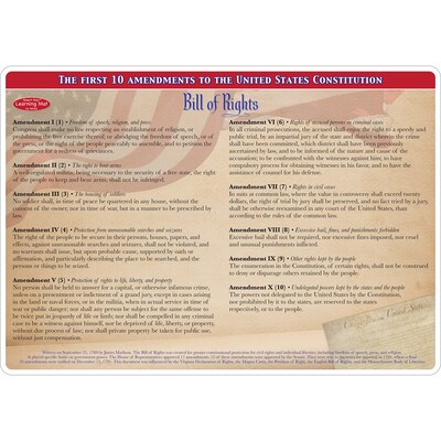 Ashley Productions Smart Poly 12" x 17" Constitution/Bill of Rights Learning Mat, Double-Sided (ASH95036)