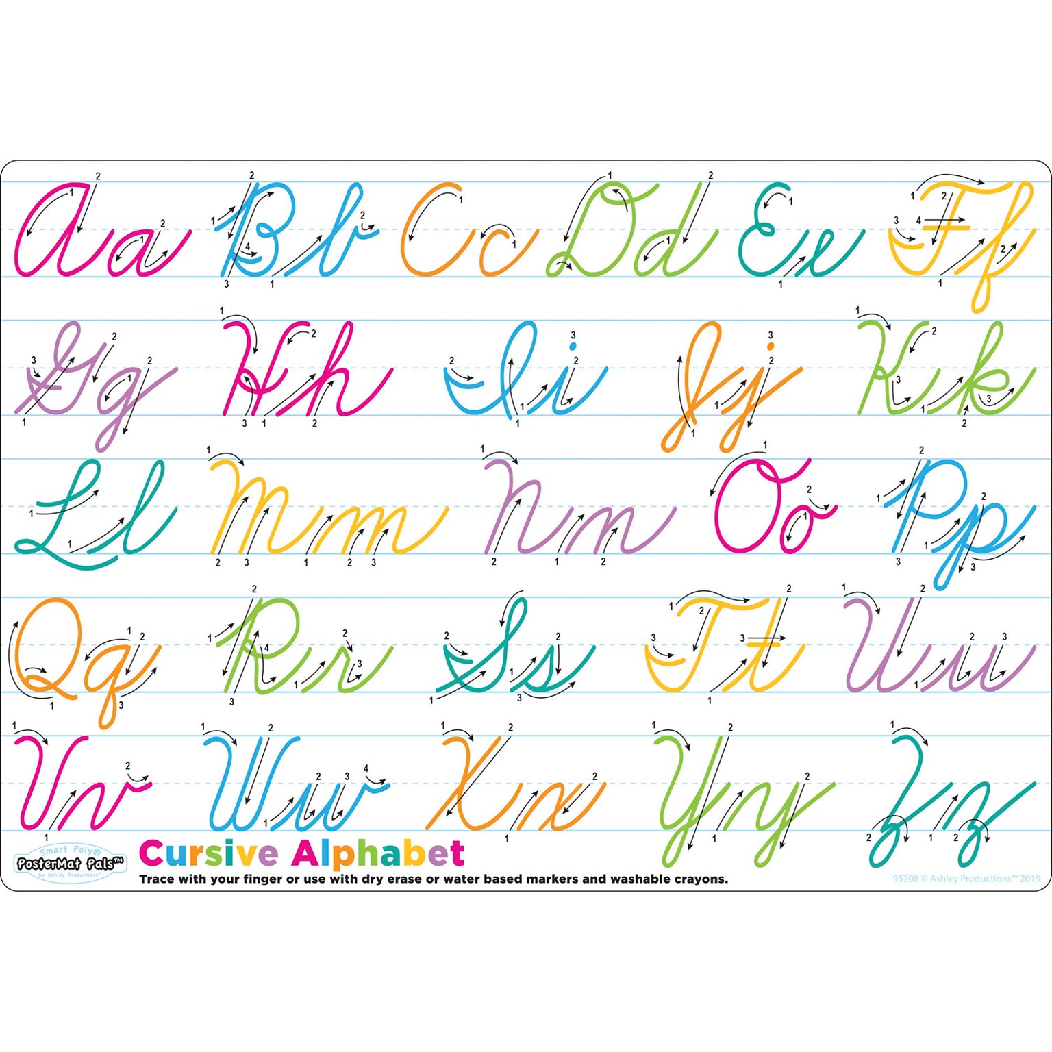 Ashley Productions® Smart Poly® PosterMat Pals® Cursive Handwriting, 12 x 17.25 (ASH95208)