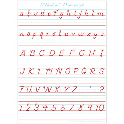 Ashley Productions® Smart Poly® PosterMat Pals® Space Savers DNealian Manuscript Handwriting, 13 x