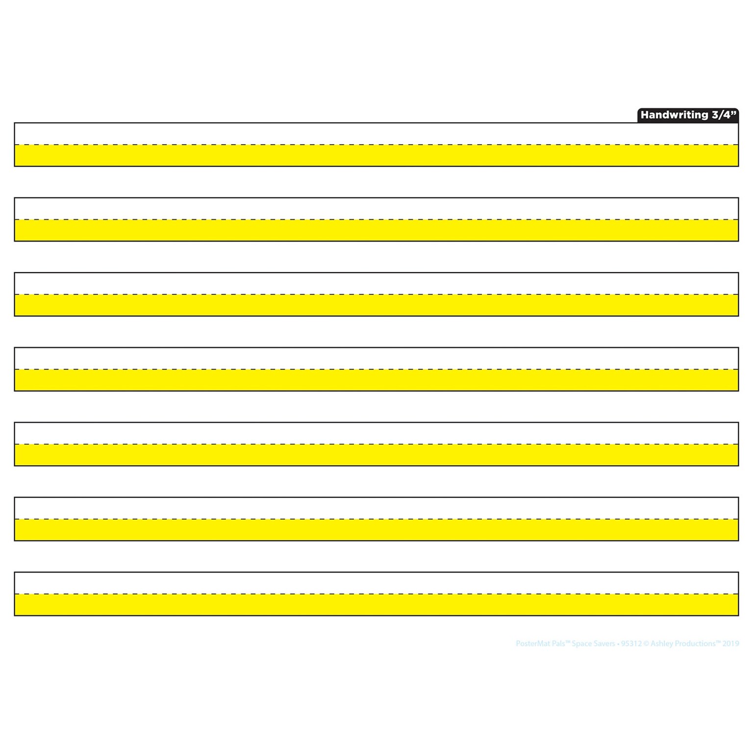 Ashley Productions Smart Poly Space Savers 13 x 9.5 Yellow Highlighted Handwriting 3/4 PosterMat Pals (ASH95312)