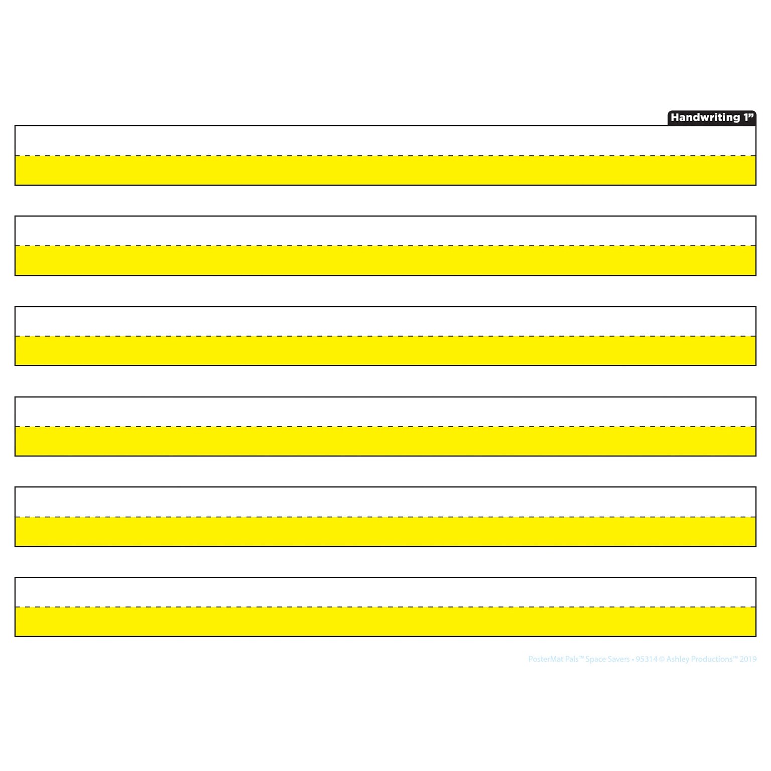 Ashley Productions Smart Poly Space Savers 13 x 9.5 Yellow Highlighted Handwriting 1 PosterMat Pals (ASH95314)