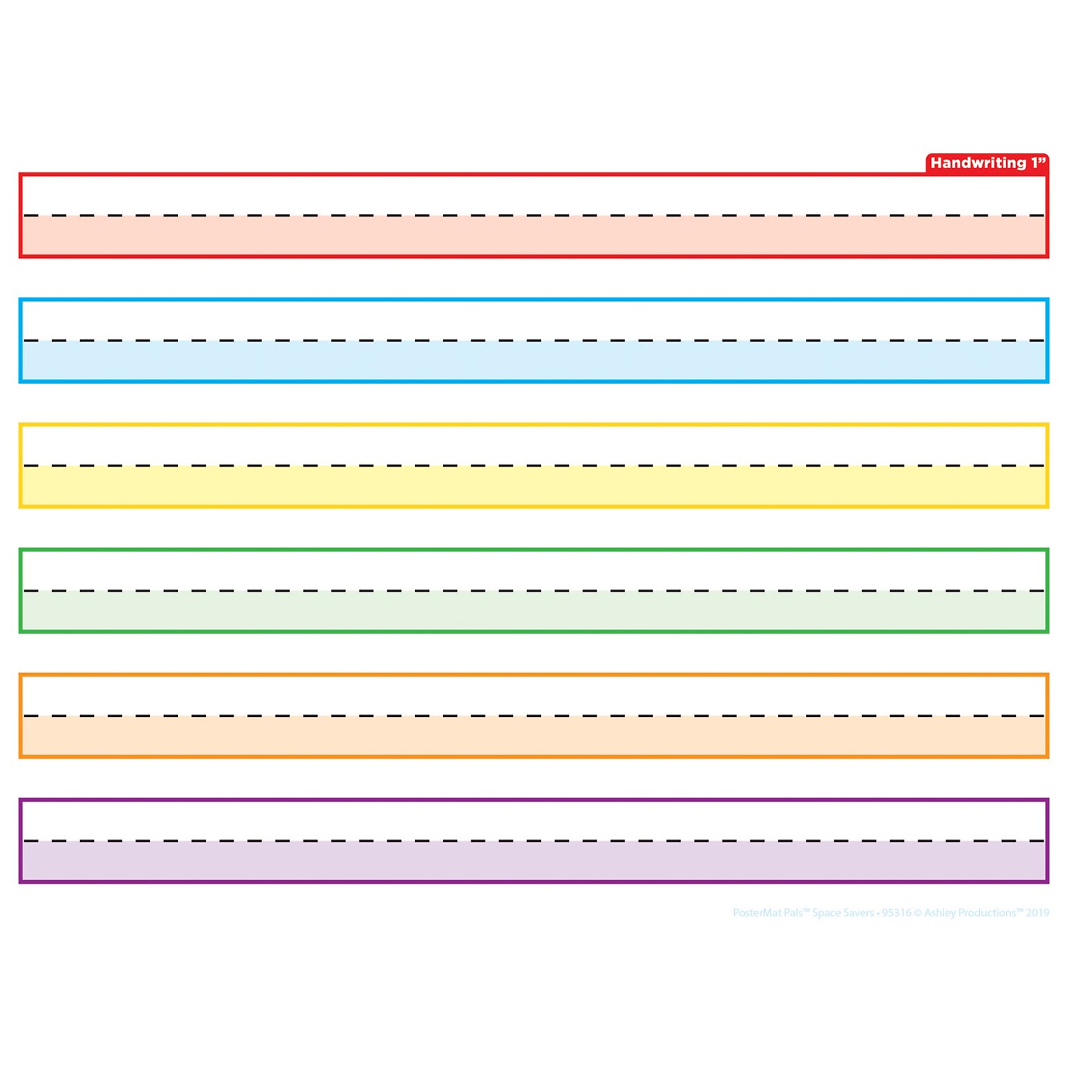 Ashley Productions Smart Poly Space Savers 13 x 9.5 Multicolor Highlighted Handwriting 1 PosterMat Pals (ASH95316)