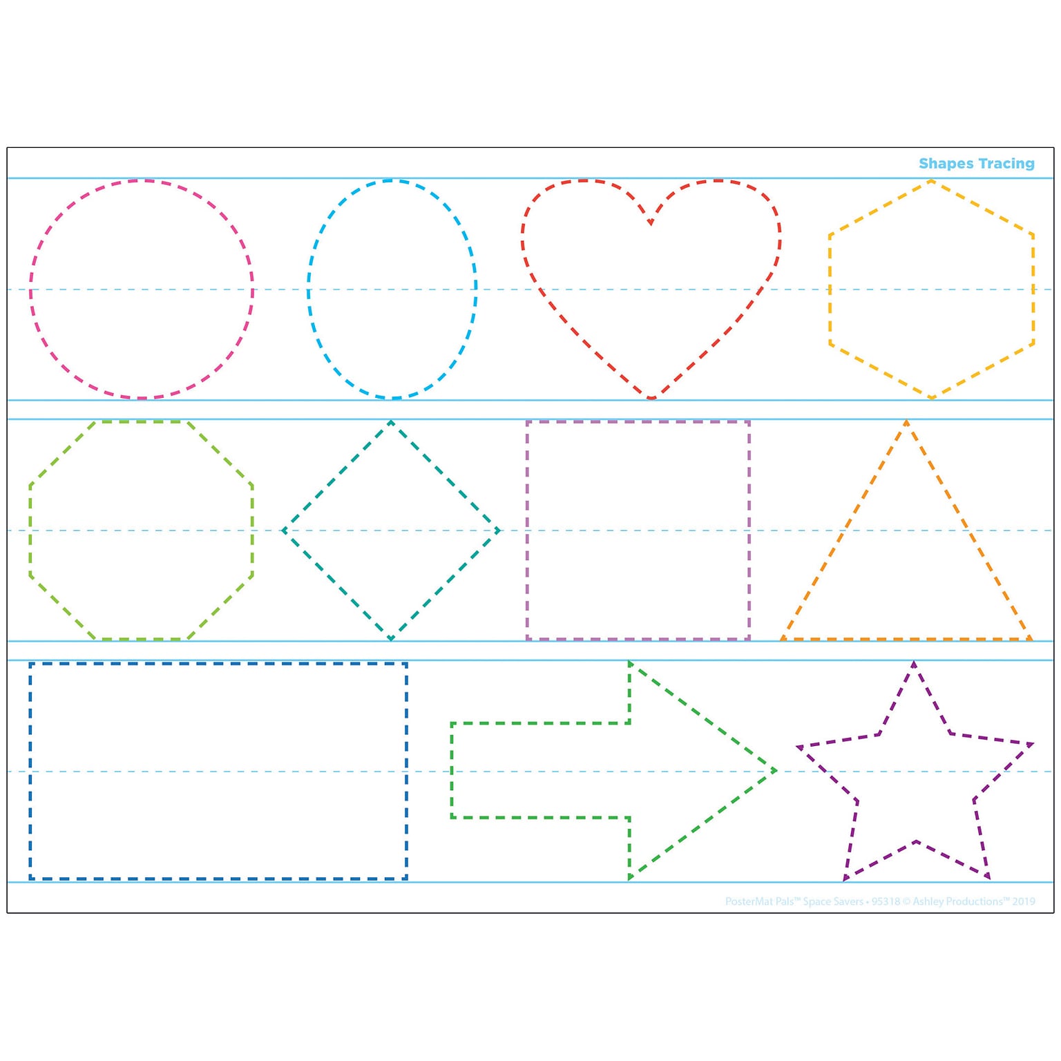 Ashley Productions® Smart Poly® PosterMat Pals® Space Savers Shapes Tracing, 13 x 9.5 (ASH95318)