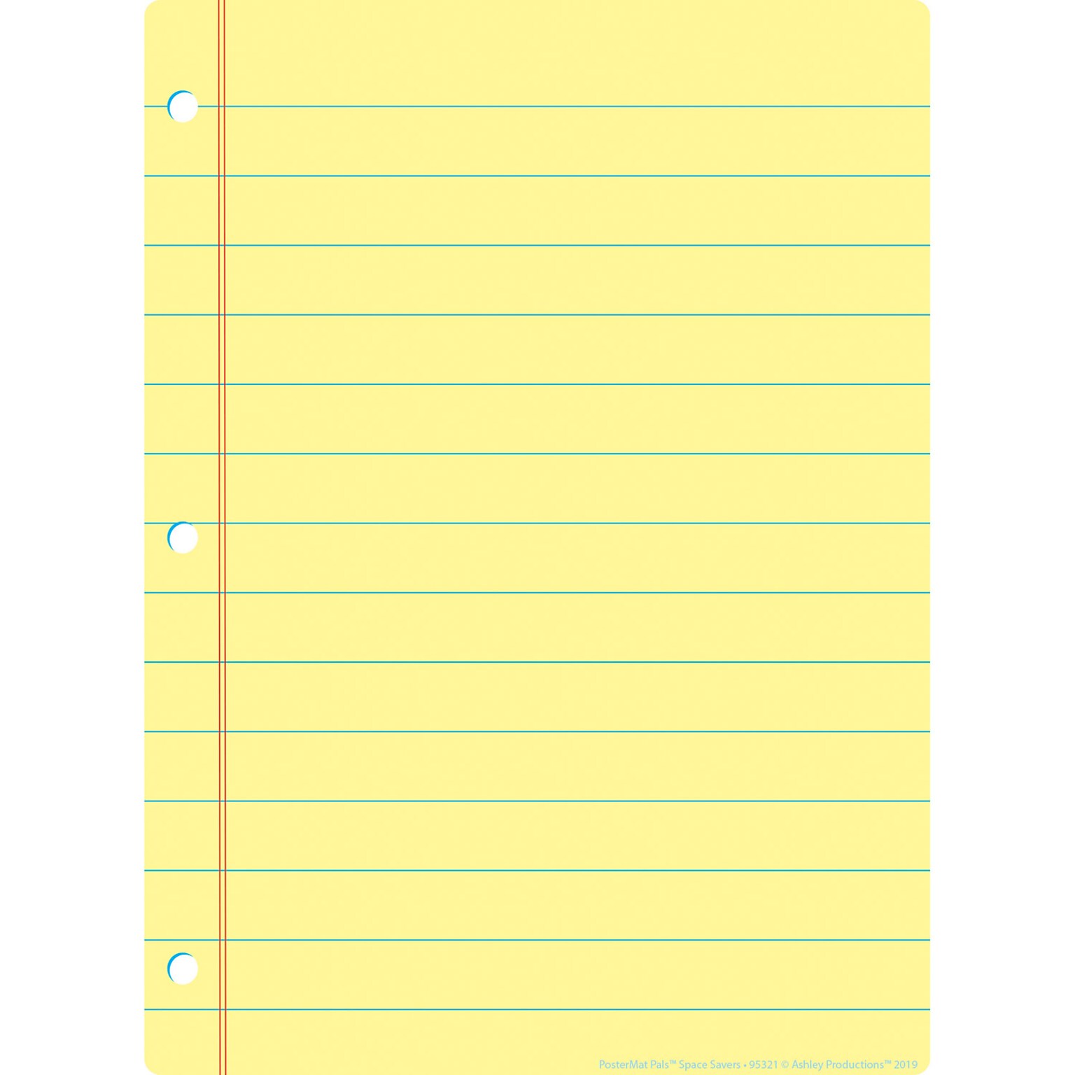 Ashley Productions Smart Poly Space Savers 13 x 9.5 Yellow Notebook Paper PosterMat Pals, Single Sided (ASH95321)