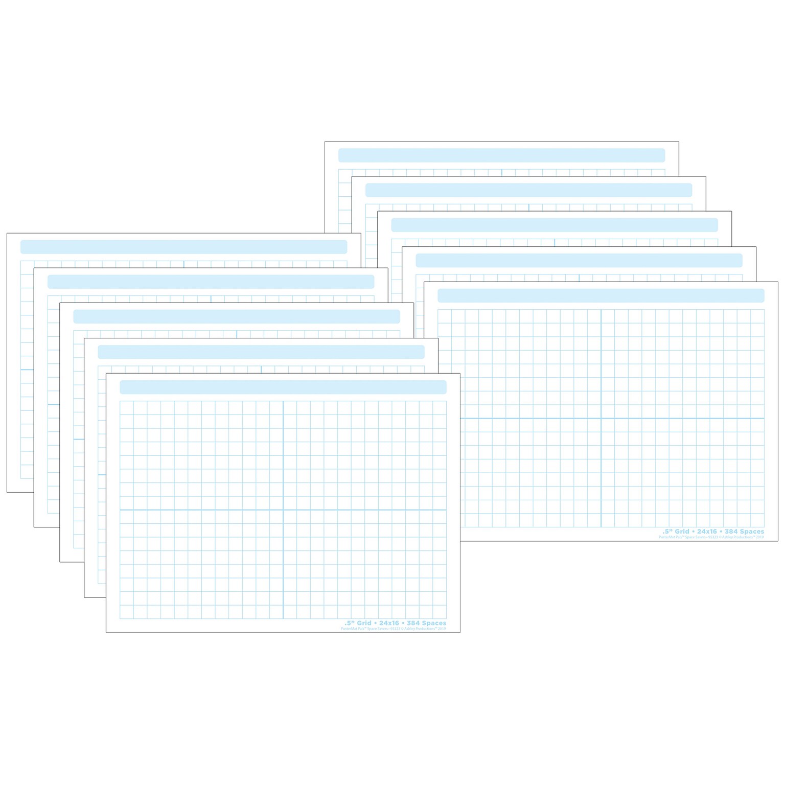 Ashley Productions Smart Poly Space Savers 13 x 9.5 Grid Blocks, 1/2 PosterMat Pals, Pack of 10 (ASH97023)