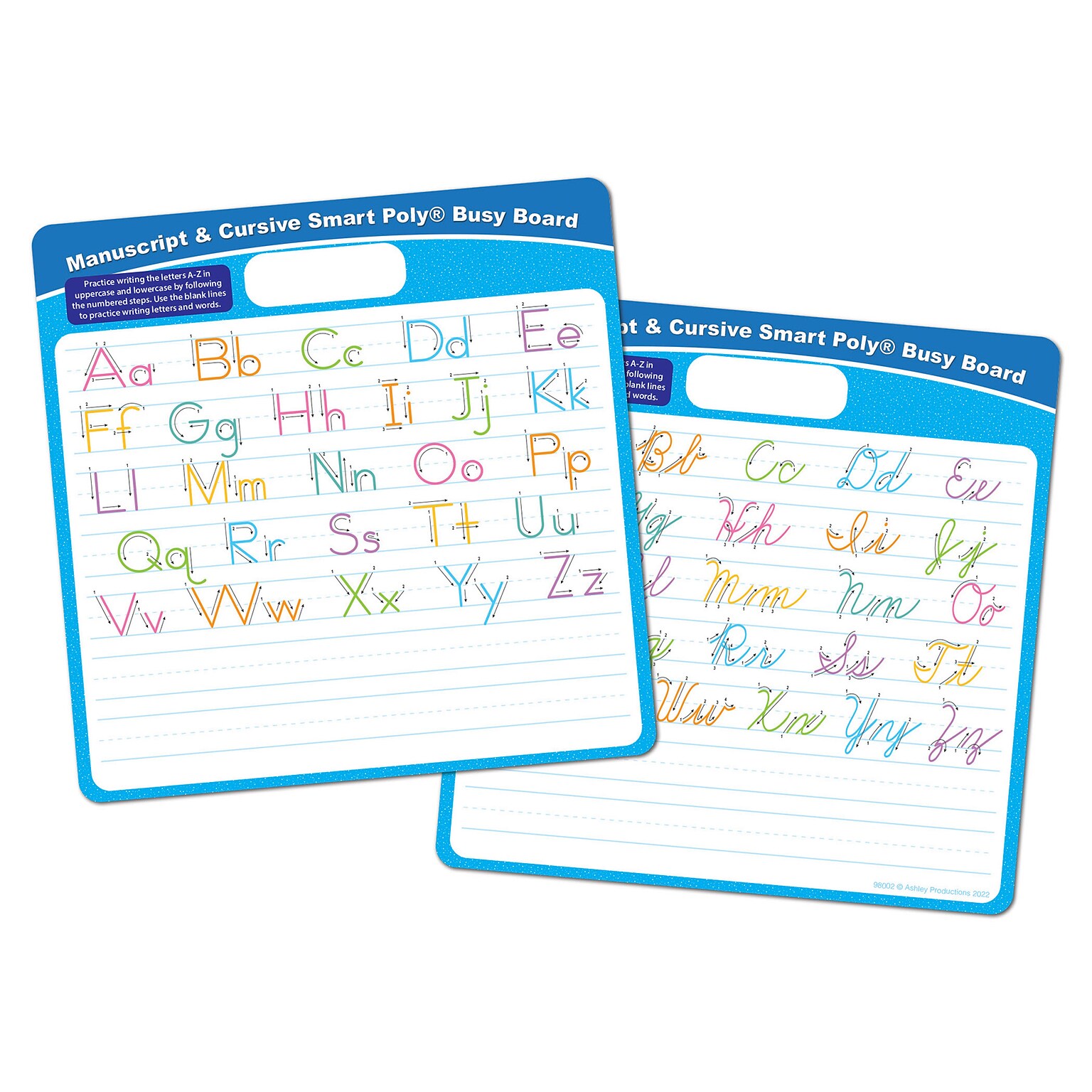 Ashley Productions® Smart Poly® Manuscript & Cursive Busy Board, 10.75 x 10.75 (ASH98002)