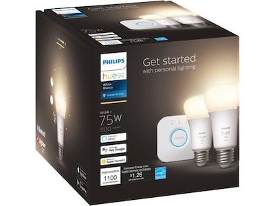 Philips Hue White Starter Kit, A19 2700K 10.5W E26  (563080)