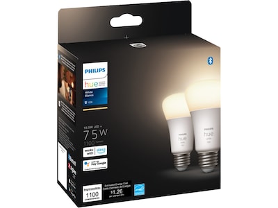 Philips Hue White Light Bulb, A19 2700K 10.5W E26, 2/Pack (563239)