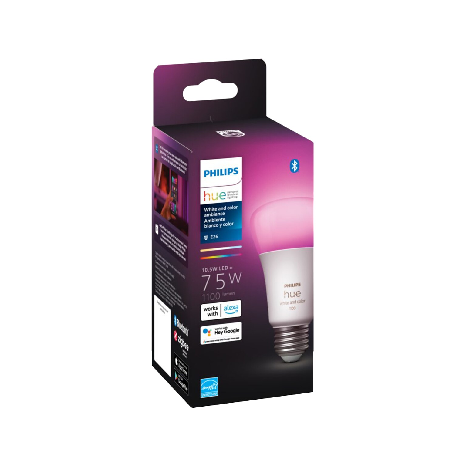 Philips Hue White Light Bulb, A21 16 Million Colors 10.5W E26  (563254)