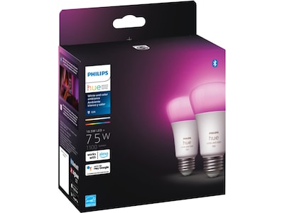 Philips Hue White Light Bulb, A21 16 Million Colors 10.5W E26, 2/Pack  (563361)