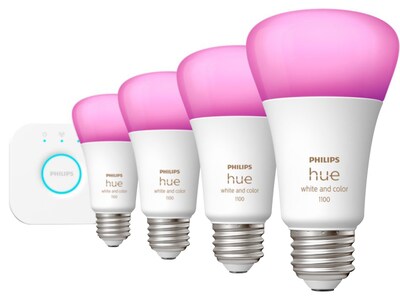 Philips Hue White Starter Kit, A19 16 Million Colors 10.5W E26  (563296)