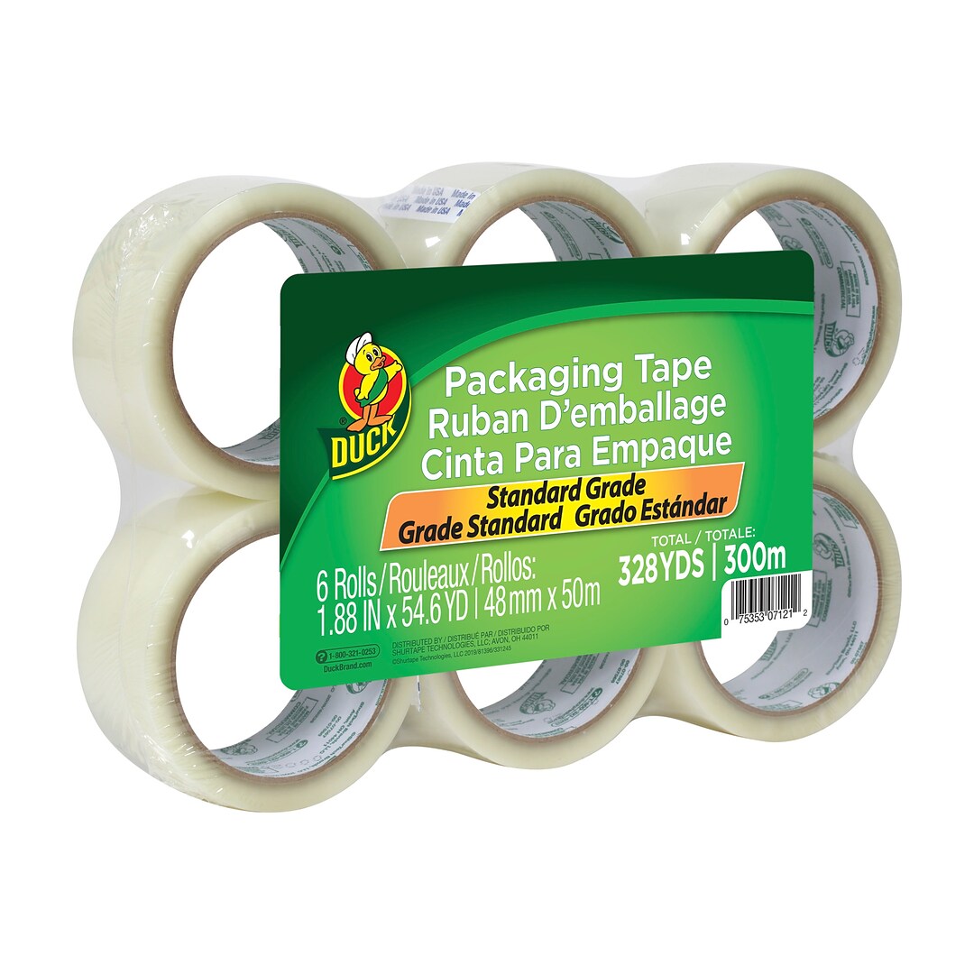 441962 Duck HD Clear Heavy Duty Packing Tape Refill 6 Rolls 1.88 Inch x 54.6 Yard, Pack of 2 