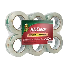 Duck HD Clear Heavy Duty Packing Tape, 1.88 x 109.3 yds., Clear, 6/Pack (299016)