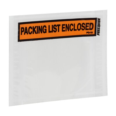 Duck 4.5 in. x 5.5 in. Security "Packing List Enclosed" Envelopes, Clear Window, 500/Box (394743)