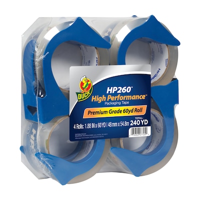 Duck HP260 Packing Tape with Dispenser, 1.88 x 60 yds., Clear, 4/Pack (847667)