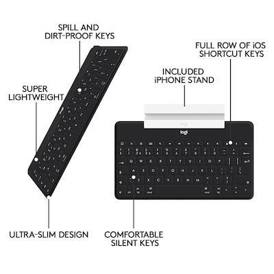 Logitech Keys-to-Go Ultra-Portable Keyboard For iPhone, iPad, and Apple TV, Black